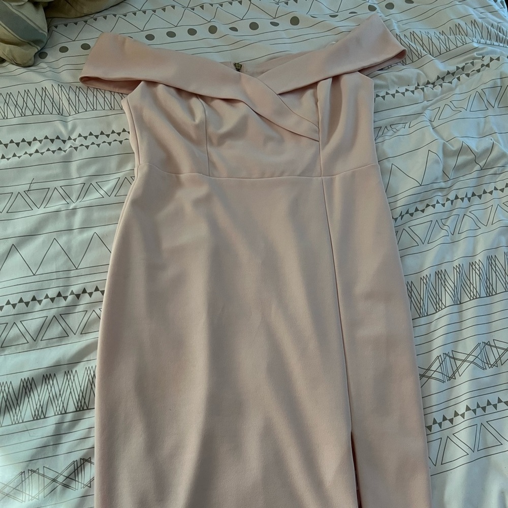 Light Pink Off Shoulder Formal Dress